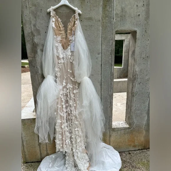 New Galia Lahav Couture Fleur silk lace wedding dress sz 42 10/12 bridal… - Picture 8 of 16